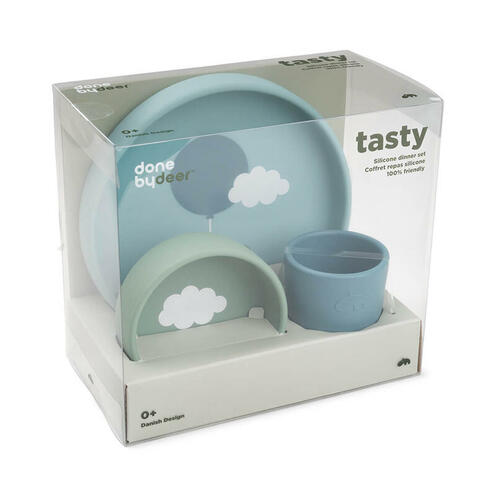 Coffret Repas en Silicone HAPPY CLOUDS Bleu - DONE BY DEER