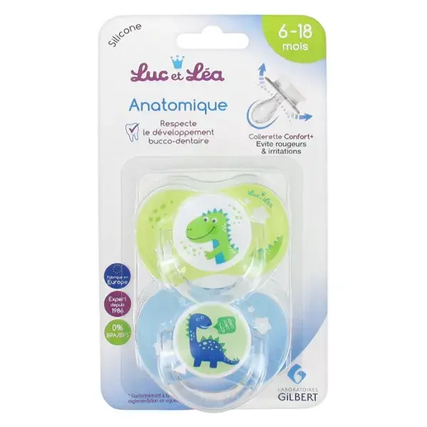 Chupeta Anatômica de Silicone Edição Limitada Luc and Léa Duo Dino 6-18 meses