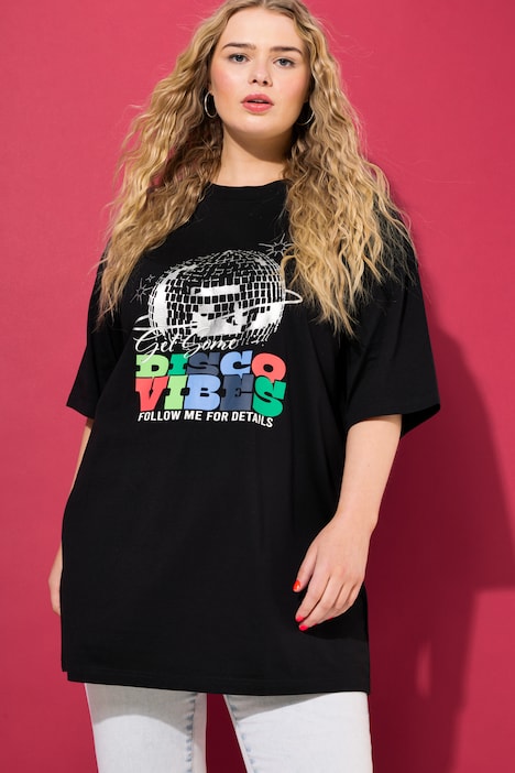 Oversized-Shirt, Vintage-Print, Rundhals, Halbarm