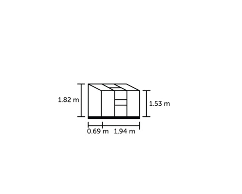 Aanbouwkas Halls Altan 3, polycarbonaat 3 mm, 194 x 69 cm, zwart