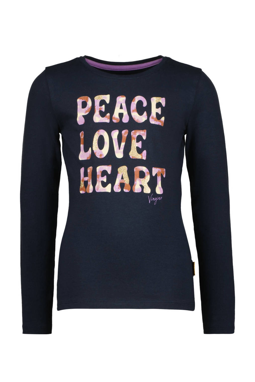 Vingino longsleeve Janna met tekst blauw