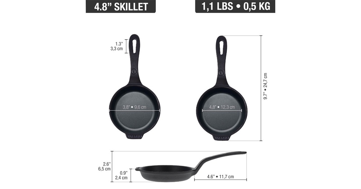 VictoriaMini Skillet 12 cm, Seasoned bak-/braadpan  (Zwart, Color packaging)
