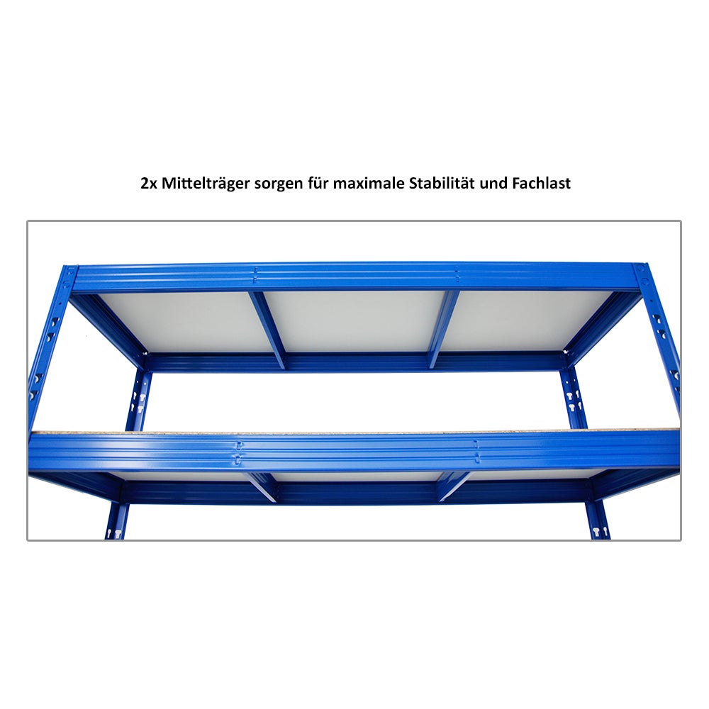 PROREGAL Mega Deal 4x Professionele Heavy-Duty Stellingkast Rhino HxBxD 180 x 160 x 60 cm 4 Melamine Planken 16mm Plank Draagvermogen 500 kg Blauw