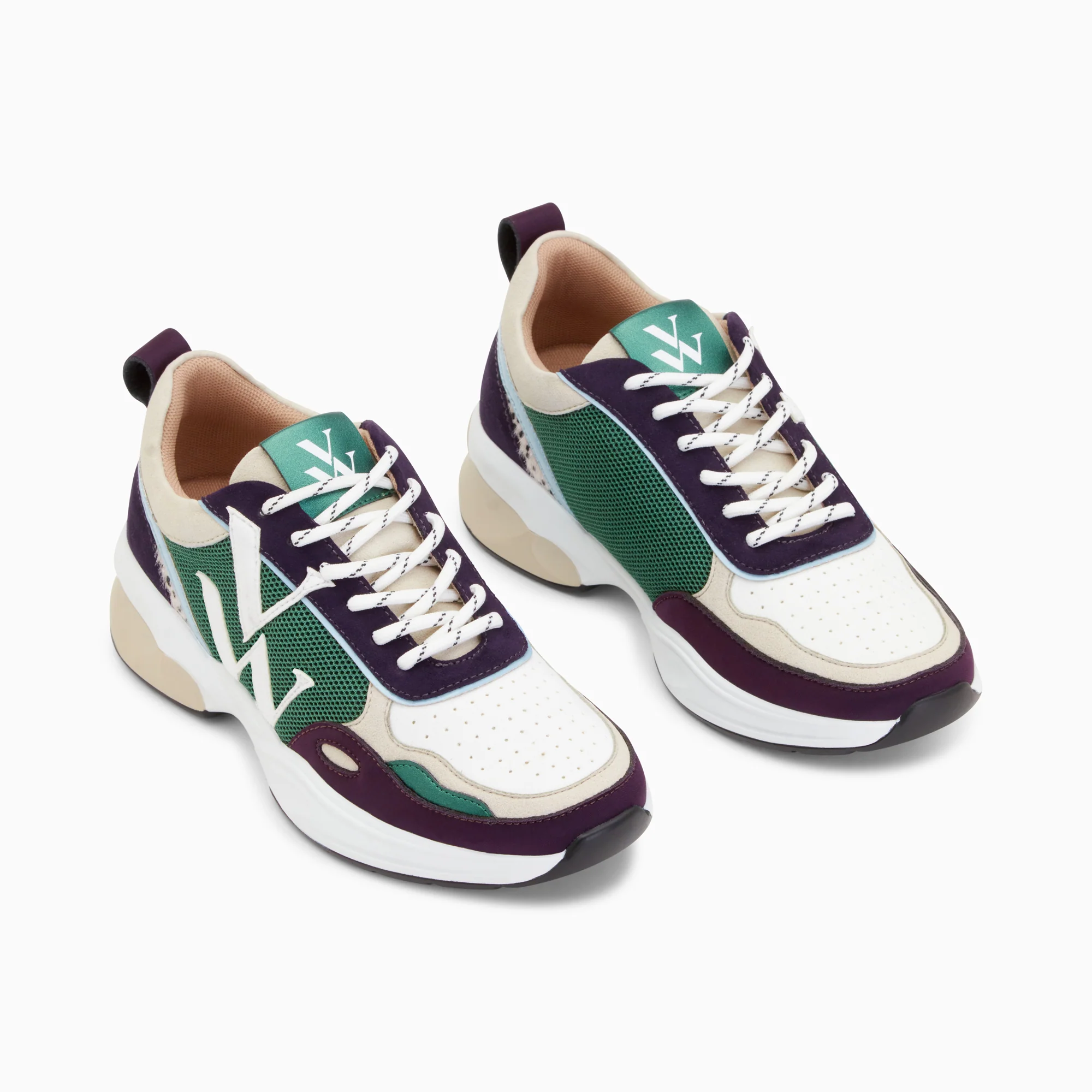 Sneakers-Baskets monogramme Orlanne prune et vert