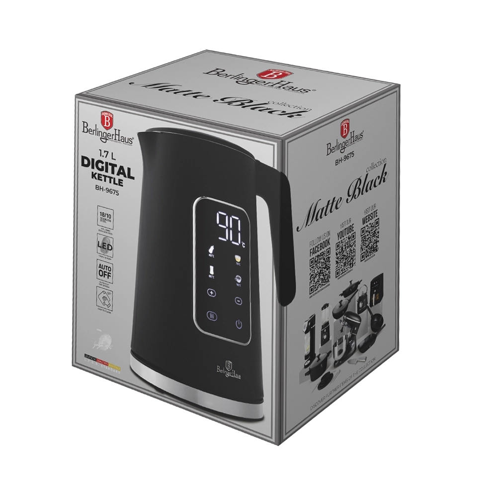 Berlinger Haus Wasserkocher 1.7 Liter mit Digitalanzeige Black Vantage Collection