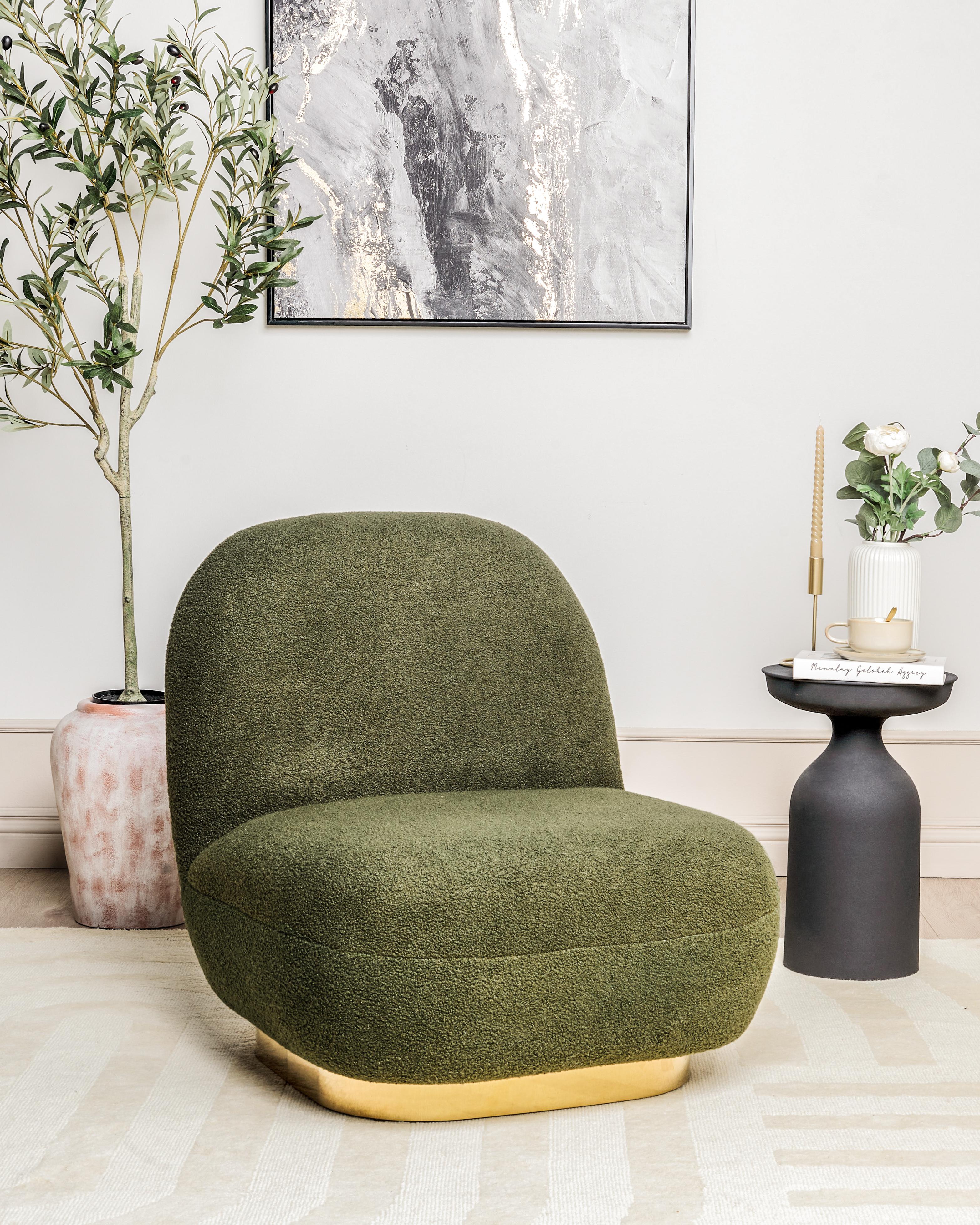 Fauteuil LOVIISA Bouclé Donkergroen