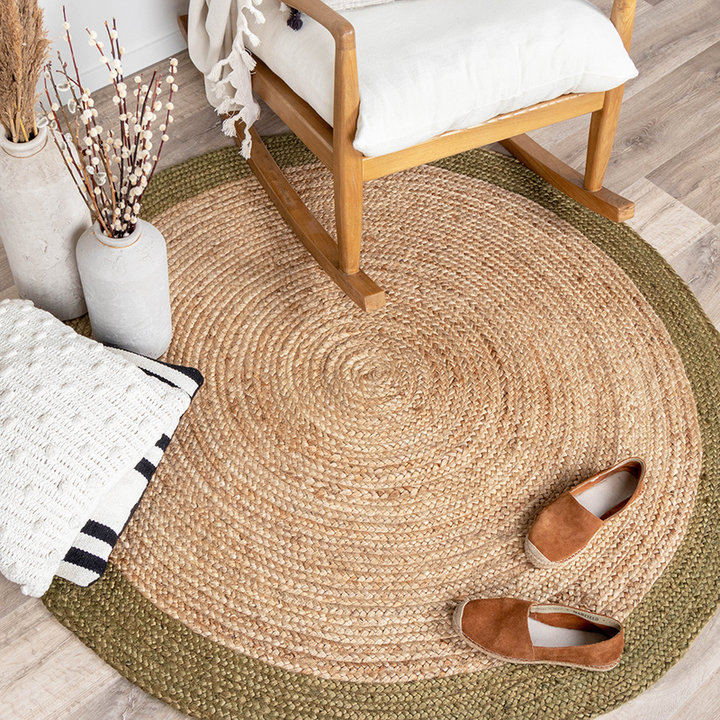 Jute vloerkleed - Fair Rond naturel/groen