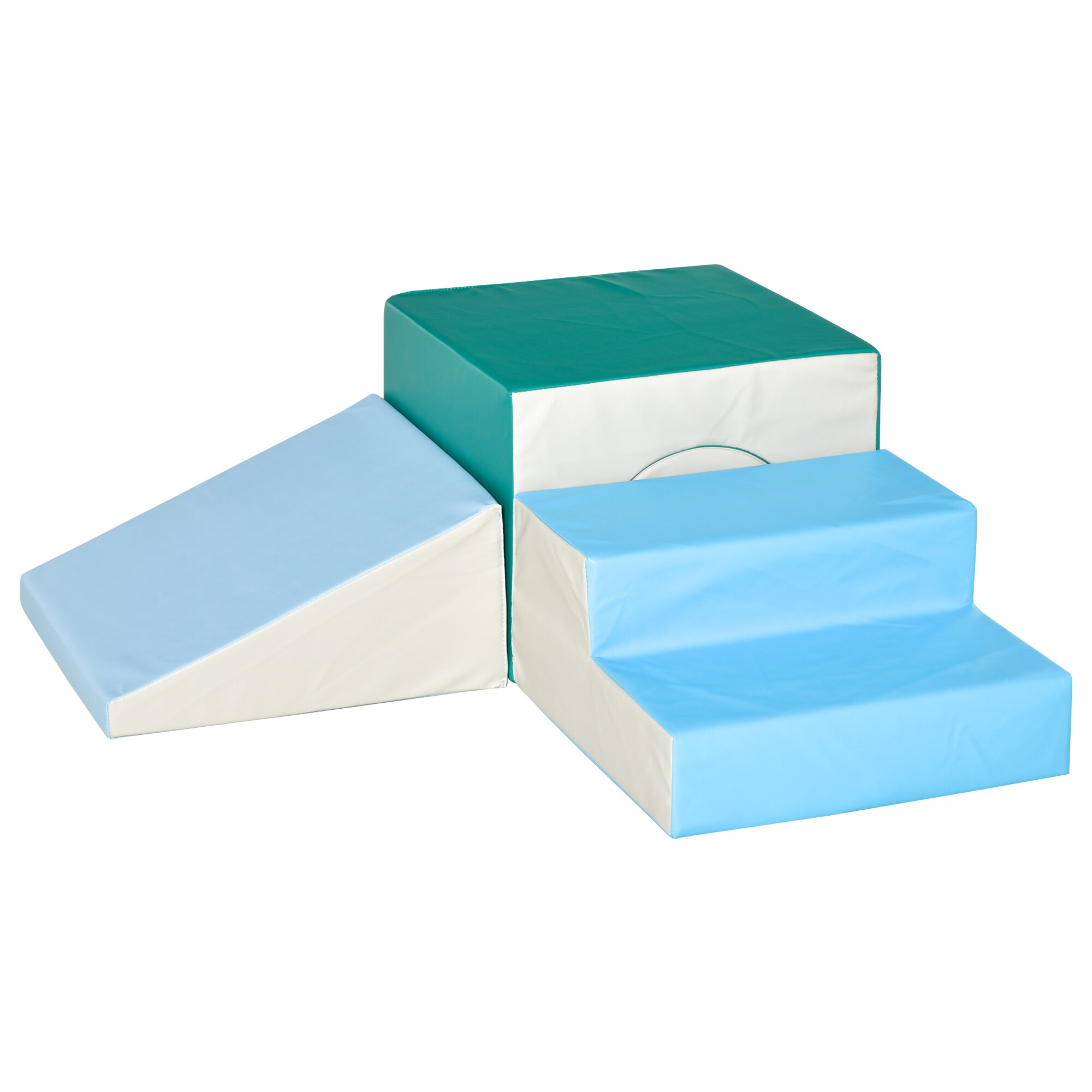 HOMCOM Bausteine 4er-Set Bausteine Schaumstoffblöcke, einfache Reinigung Hellgrau,Blau.Grün 150 x 50 x 39 cm (LxBxH)