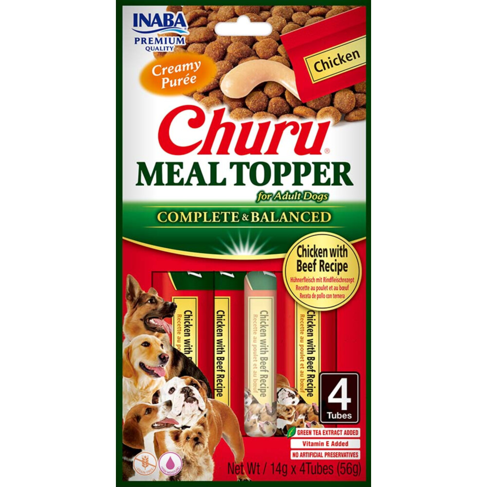 Inaba Churu Meal Topper Hondenvoer Chicken & Beef4 x 14 gr