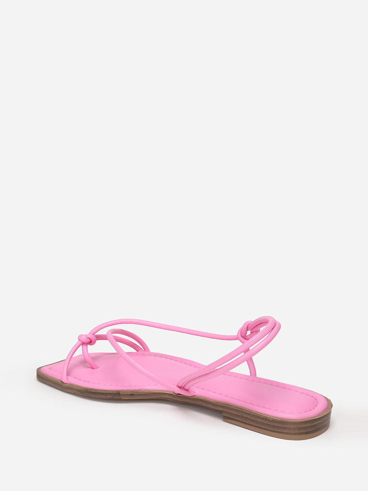 Sandales plates à fines brides nouées- Rose