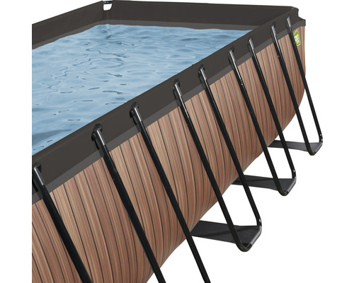 EXIT WoodPool rechthoekige opzetzwembadset 540x250x122 cm inclusief zandfiltersysteem, ladder & afdekking met houtlook
