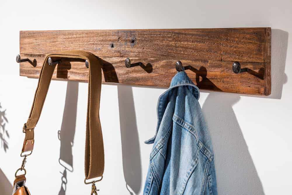 Massive Wandgarderobe HEMINGWAY XL 90cm natur recyceltes Massivholz