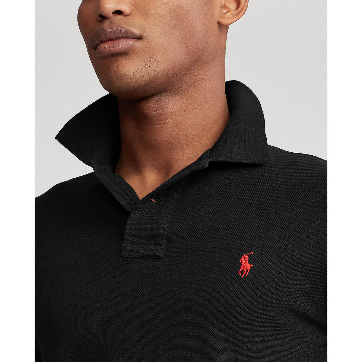 POLO RALPH LAUREN<br>Polo de manga comprida com corte justo em piqué
