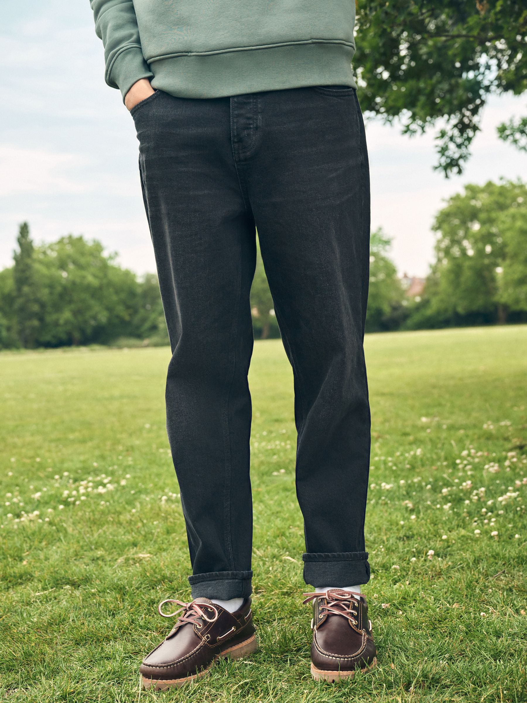 Zwart - Standaard toelopende pasvorm - Authentieke stretch denim jeans