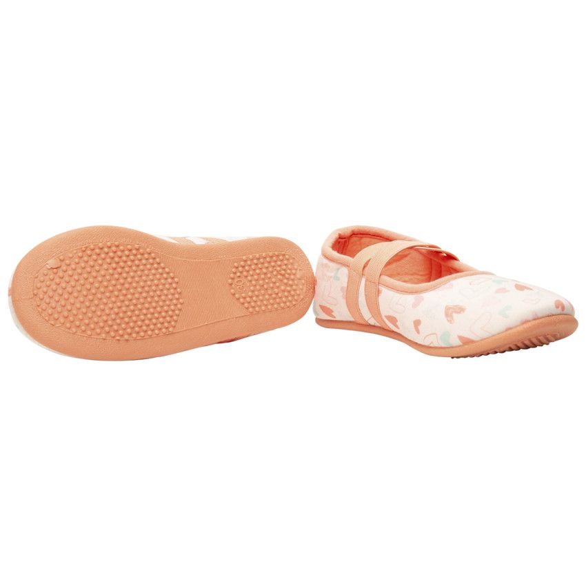 Chaussons forme babies imprimé coeurs pour fille - Blanc