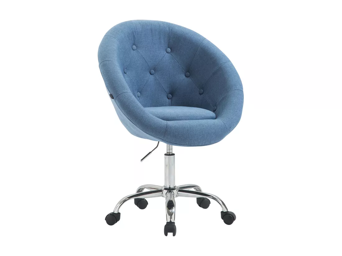Tabouret de bureau - Tissu & Métal chromé - Bleu - London V2 Stoff