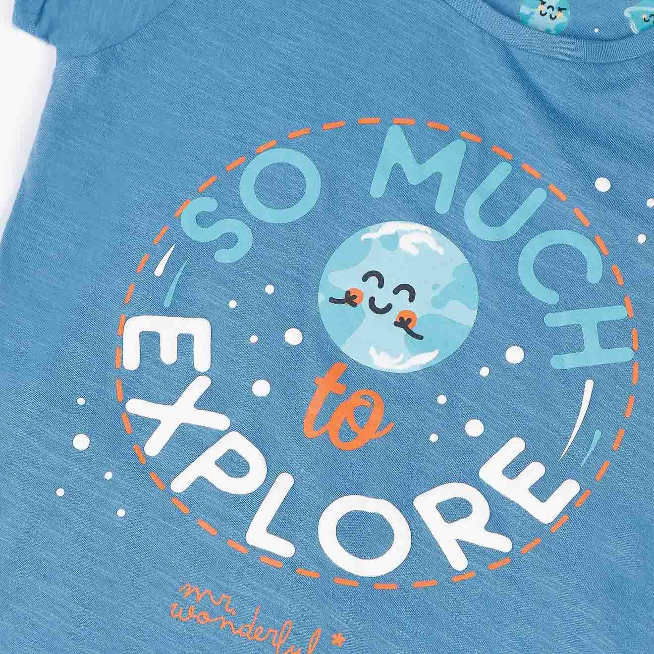Mr Wonderful Pyjama Girl's explore T-Shirt & Short bleu