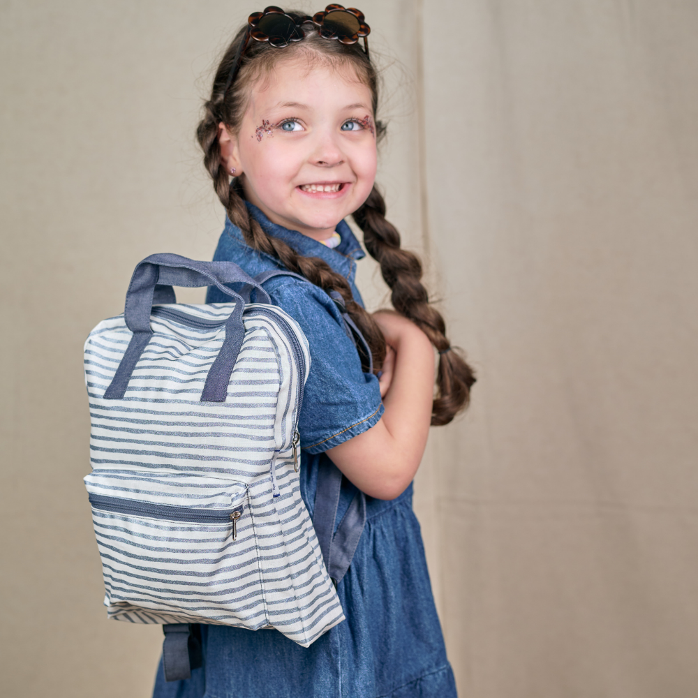 Petit Sac À Dos Gaby Rayé Bleu Blanc