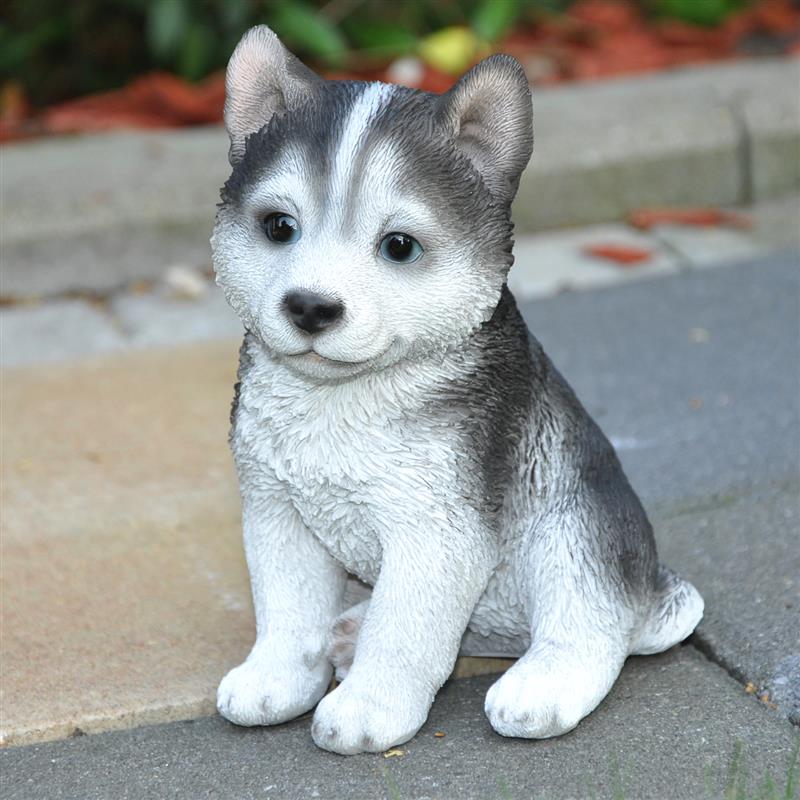 Dazikemo Dekofigur Gartenfigur Husky 17,5 x 10 x 12 cm