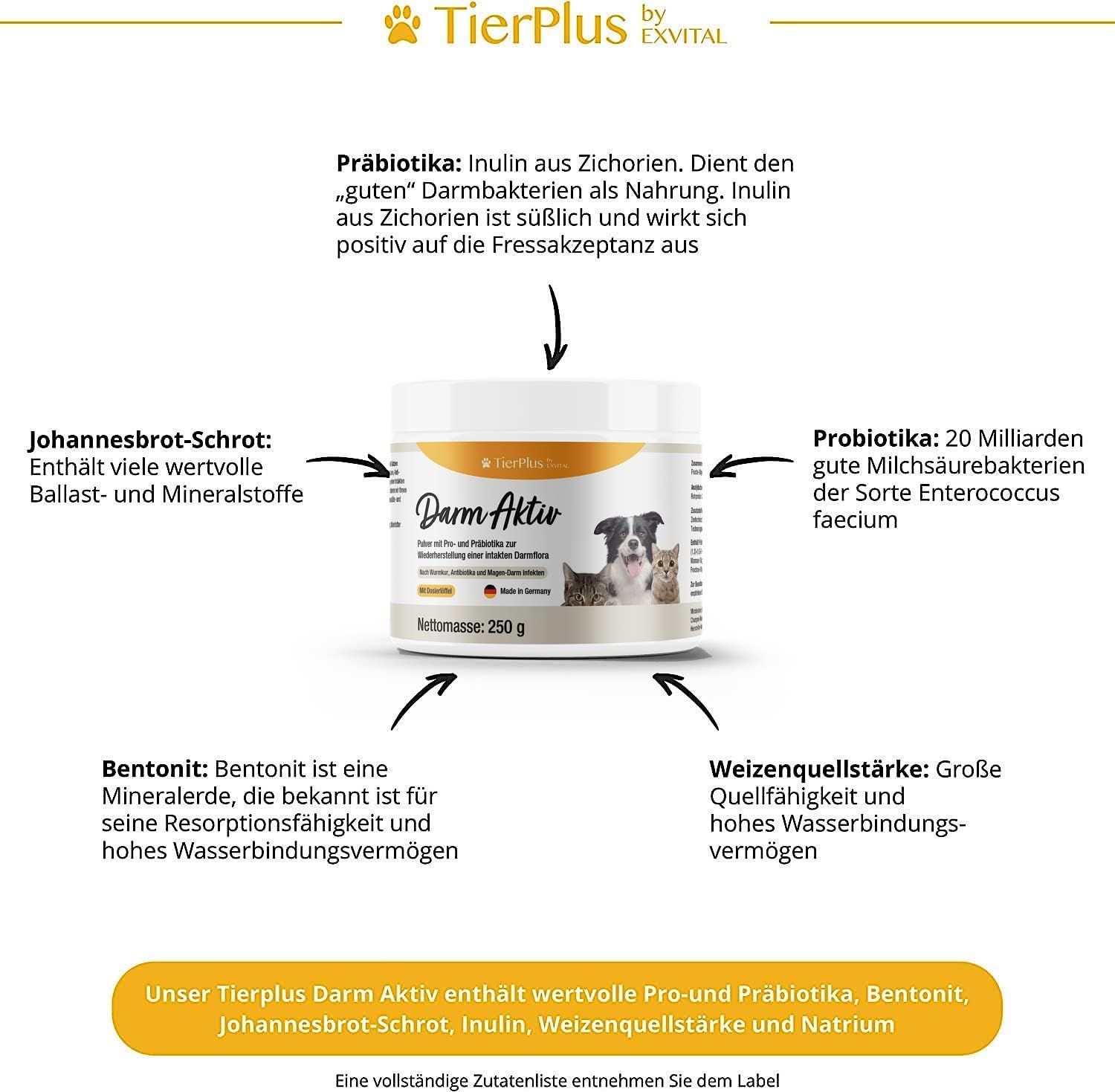 EXVital® Darm Aktiv Pulver für Hunde & Katzen, Probiotika & Präbiotika