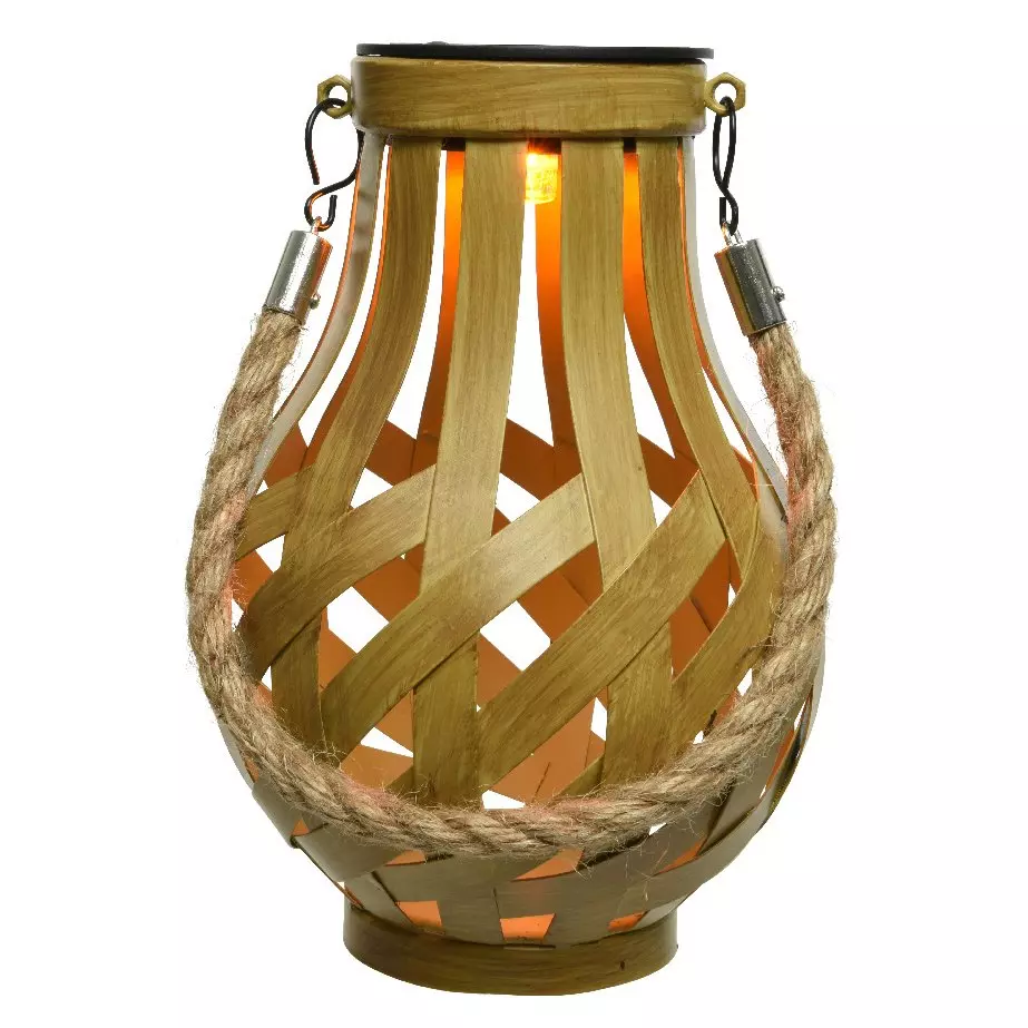Lanterne solaire ajourée LED (H18,5 cm) Effet flamme Blanc chaud