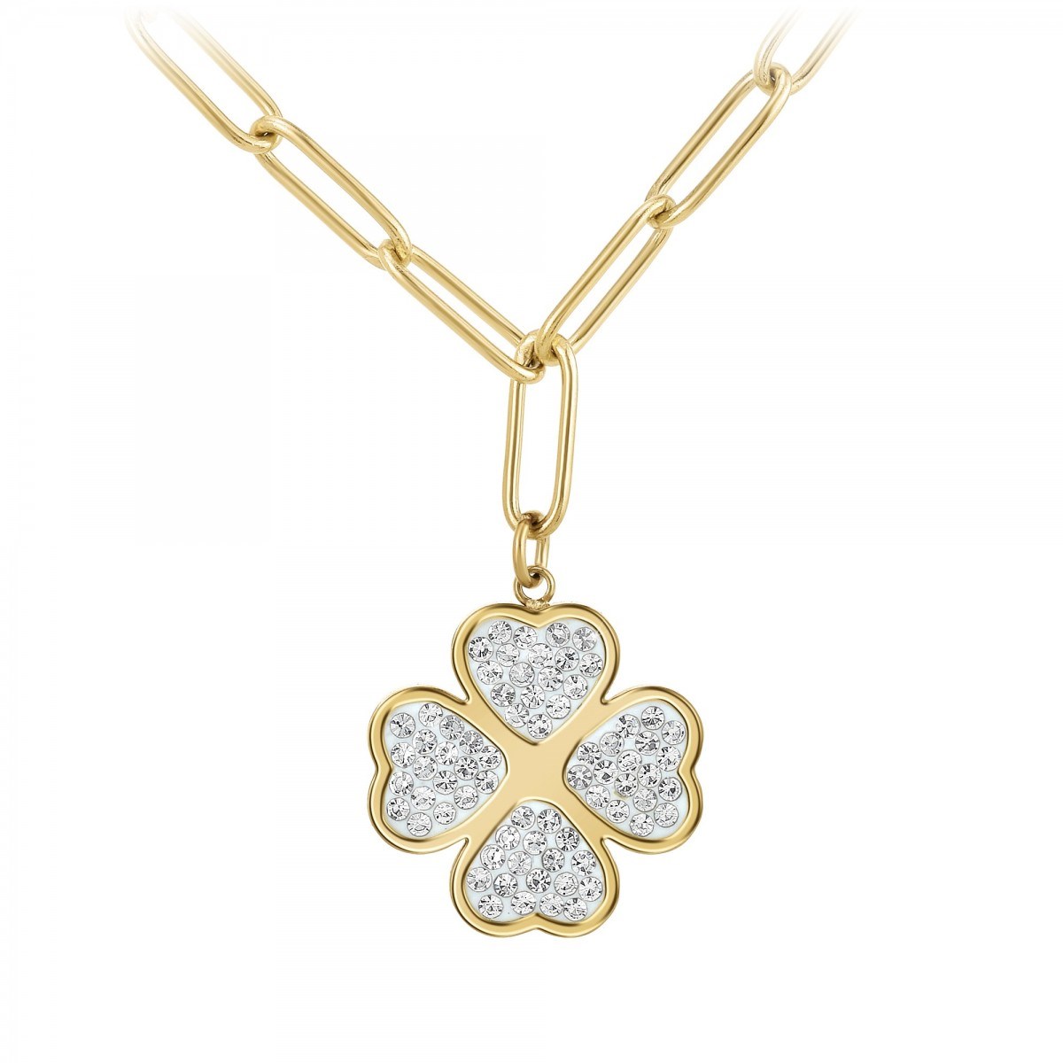 Collier trèfle SC Bohème orné de Cristaux scintillants