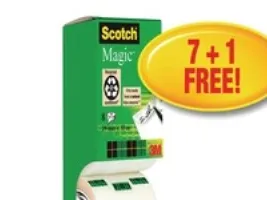 Tape, Scotch, Magic usynlig tape, 8 ruller, 19 mm x 33 m