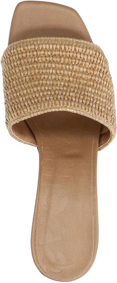 Sacha Dames Beige muiltjes met blokhak