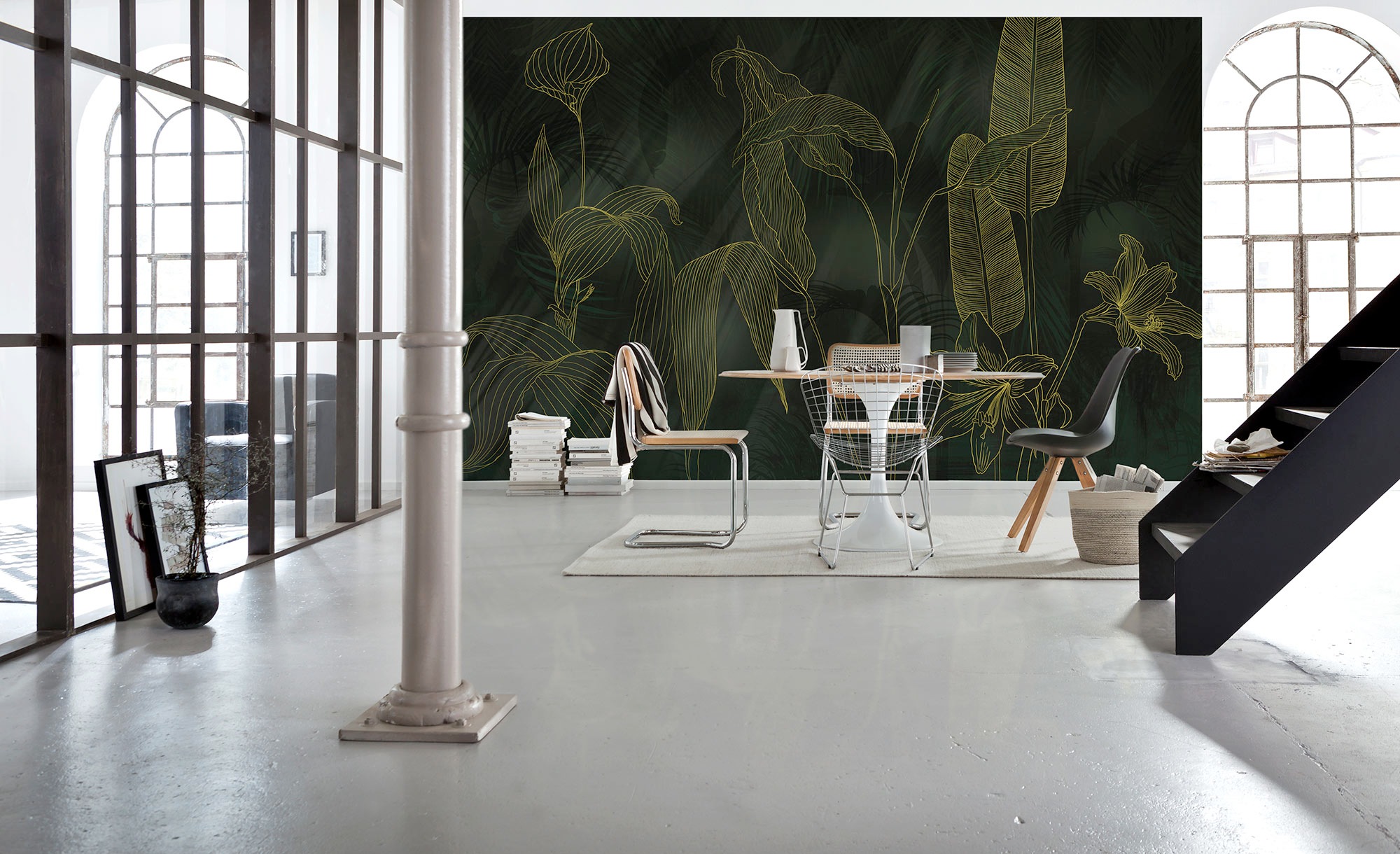 Komar Fototapete »Digitaldruck Vlies -  Darkest Green - Grösse 400 x 250 cm« bedruckt | floral | geblümt | gemustert | tropisch glatt Wohnzimmer, Schlafzimmer