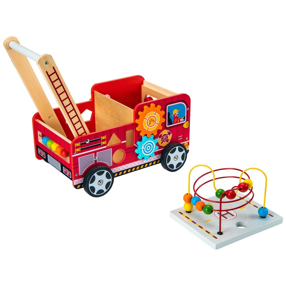 Eichhörnchen-Spielzeug-Feuerwehrwagen aus Holz
