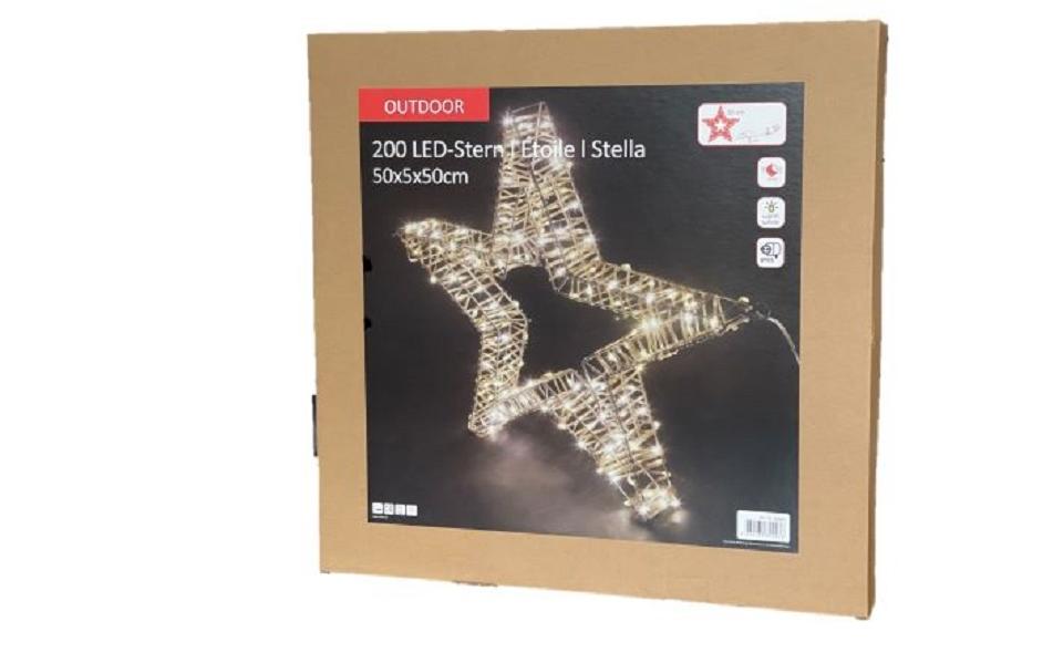 Tischdeko Stern, 50 cm, SilberStern mit LED-Leuchtmittel