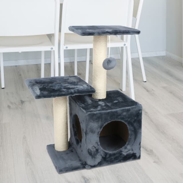 Kattetræ 70 cm i grå Robust kradsetræ Klatretræ