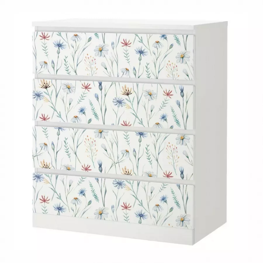 Nikima Klebefolie KF-25 selbstklebende Folie - Blumenwiese blau weiß bunt