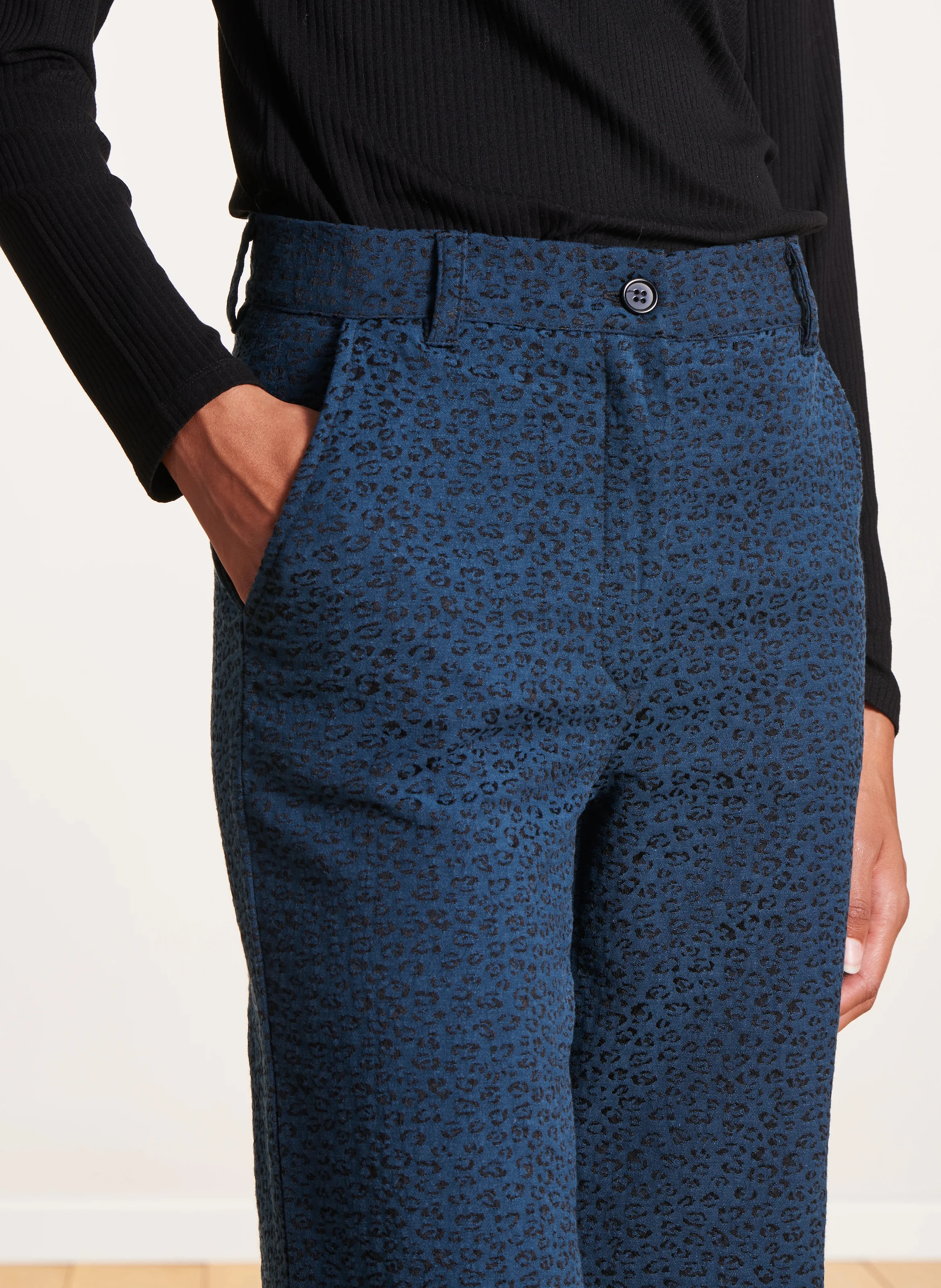 Pantalon large en coton mélangé | Multicolore