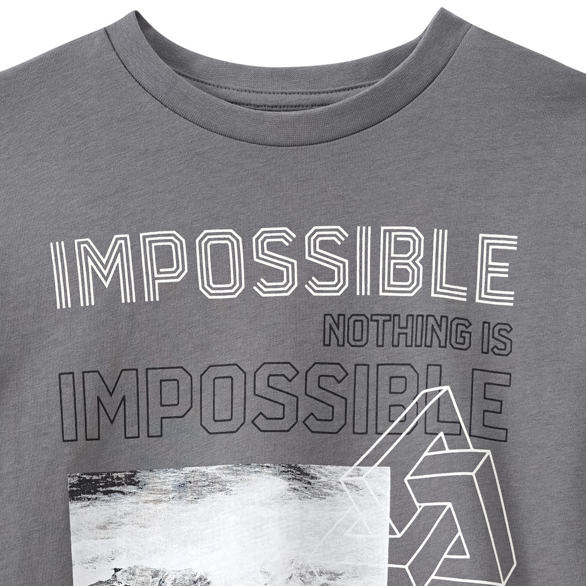 Yigga Jungen T-Shirt mit Brust-Print grau