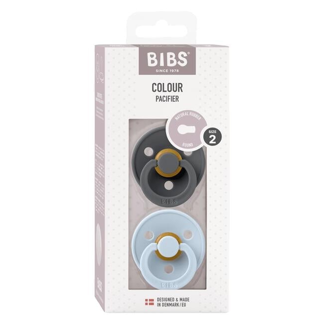 BIBS Fopspeen Two Pack Natuurlijk Rubber Iron/Baby Blue Maat 2