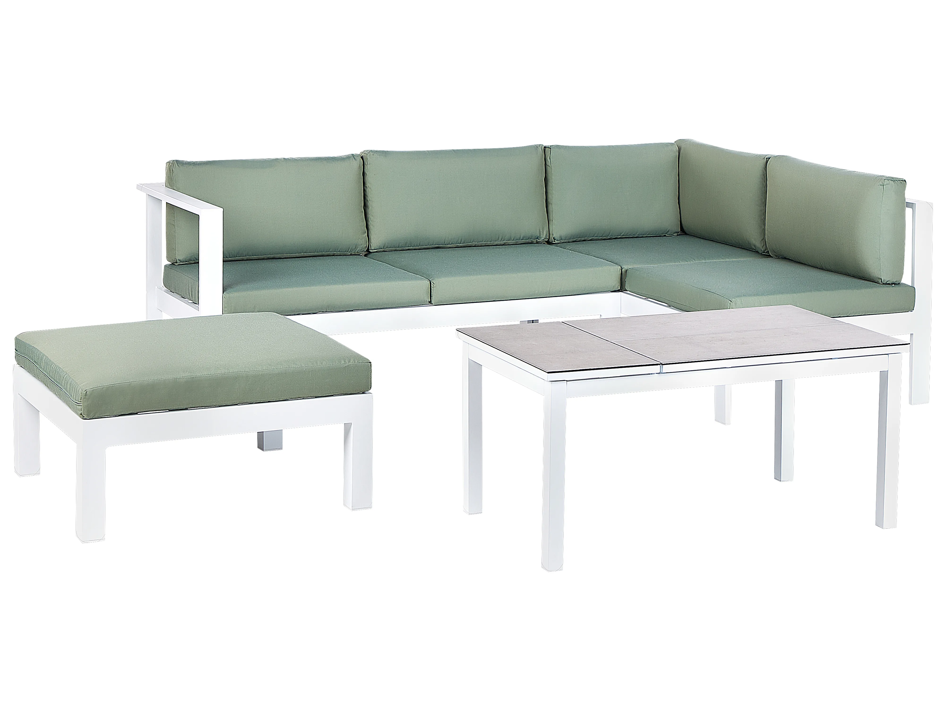 Tuin hoekloungeset met tafel 5-zits MESSINA linkszijdig Metaal Groen