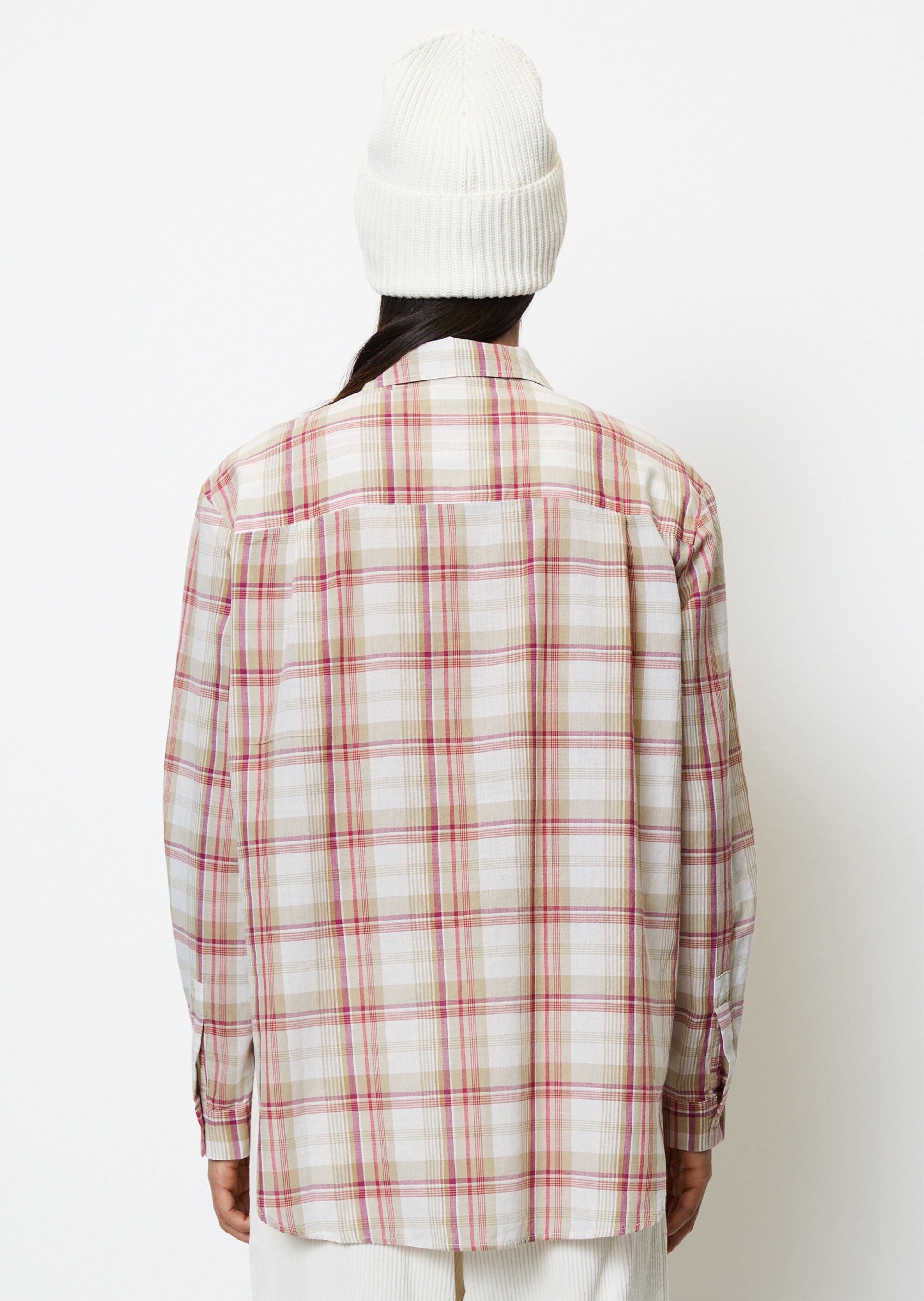 Karierte Boyfriend-Bluse relaxed aus Baumwoll-Voile