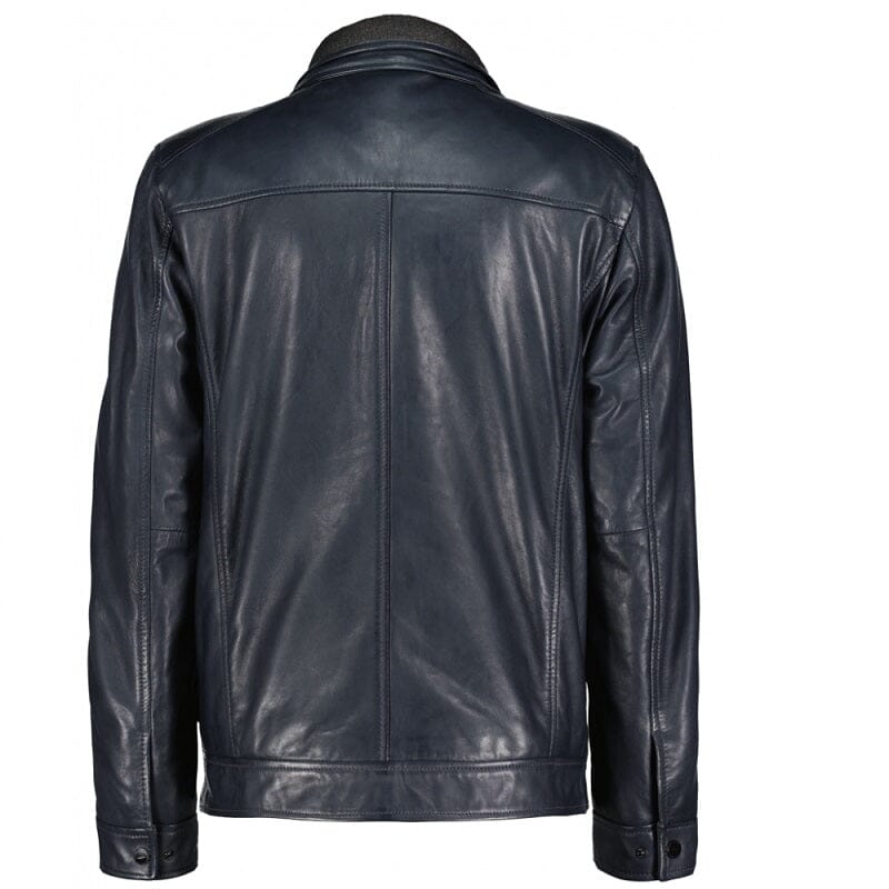 Donders leren heren jas 52514  donkerblauw