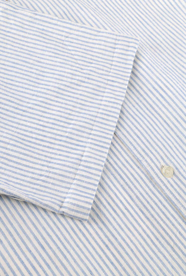 blauwe les deux casual overhemd lukas stripe cotton linen ss shirt