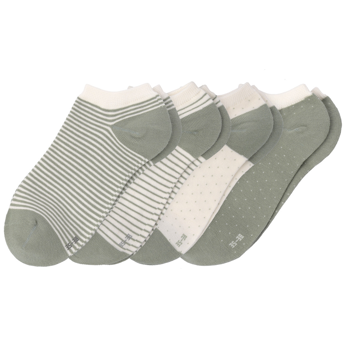 Gina Benotti 4 Paar Damen Sneaker-Socken im Set dunkelgrün / creme