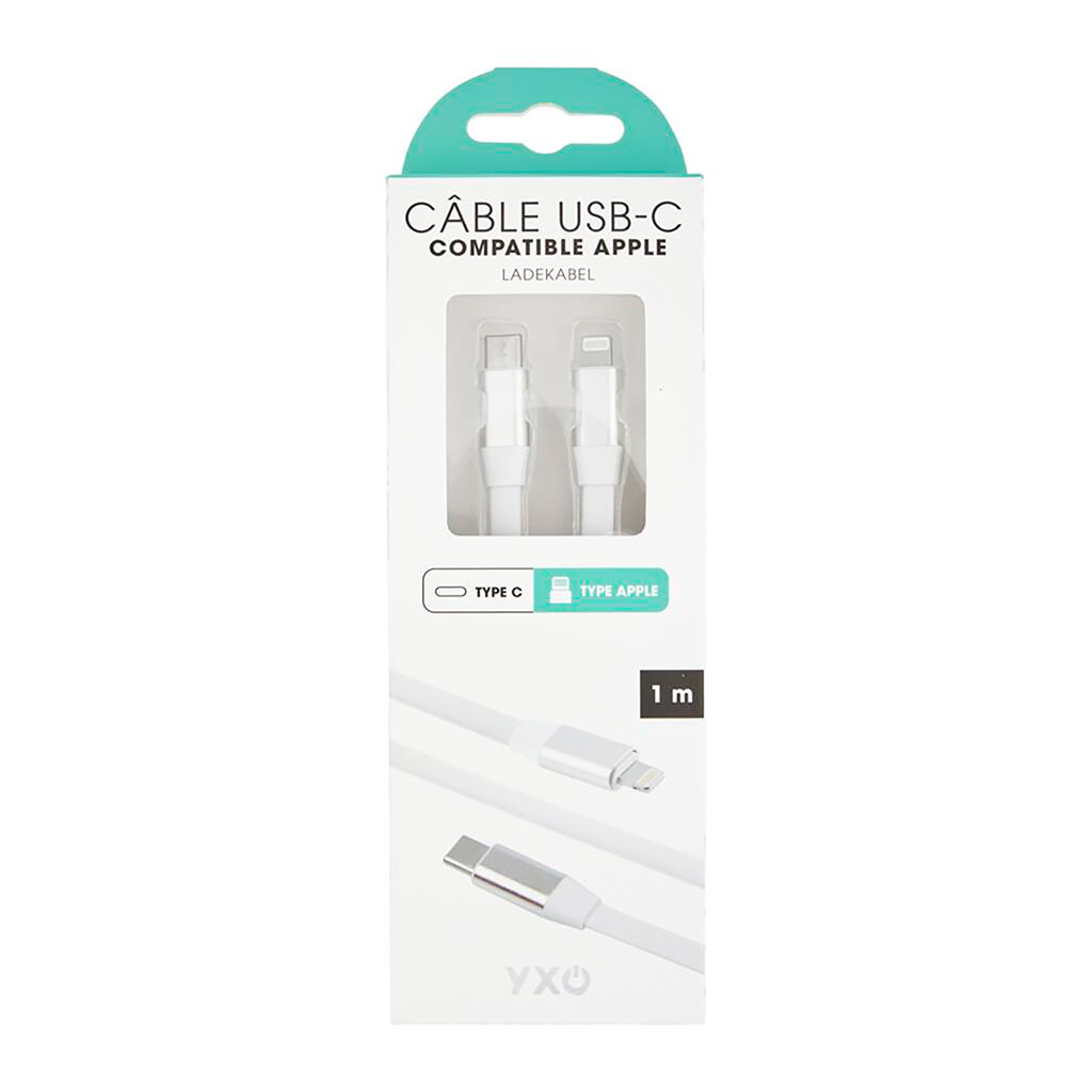 Câble de charge plat Lightning/USBC  1m