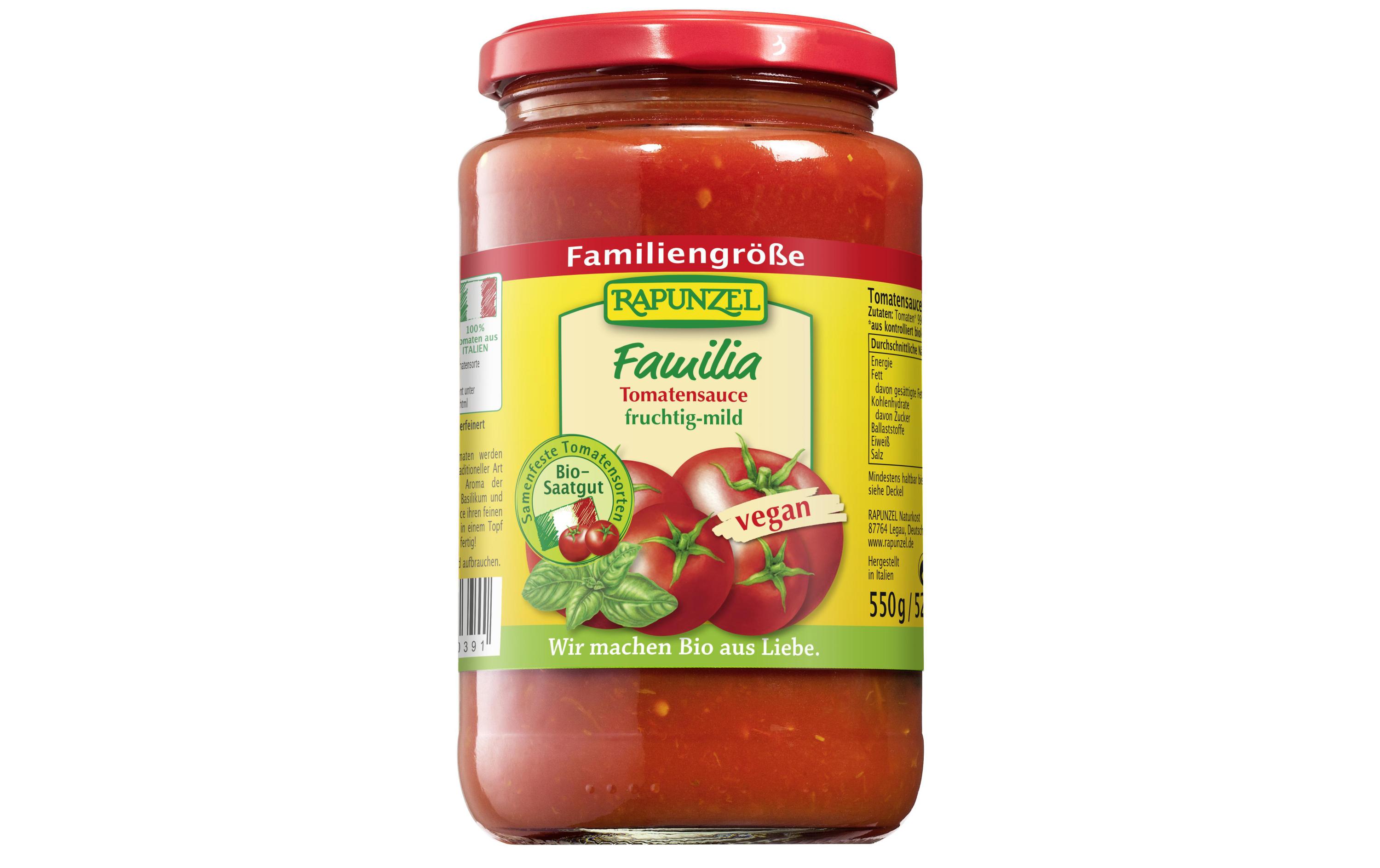 Sauce Bio Tomatensauce Familia fruchtig-mild 550 gAromatische Teigwarensauce mit Gewürzen
