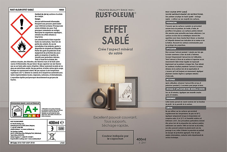 Peinture aérosol effet sablé Rust-Oleum bronze 400ml