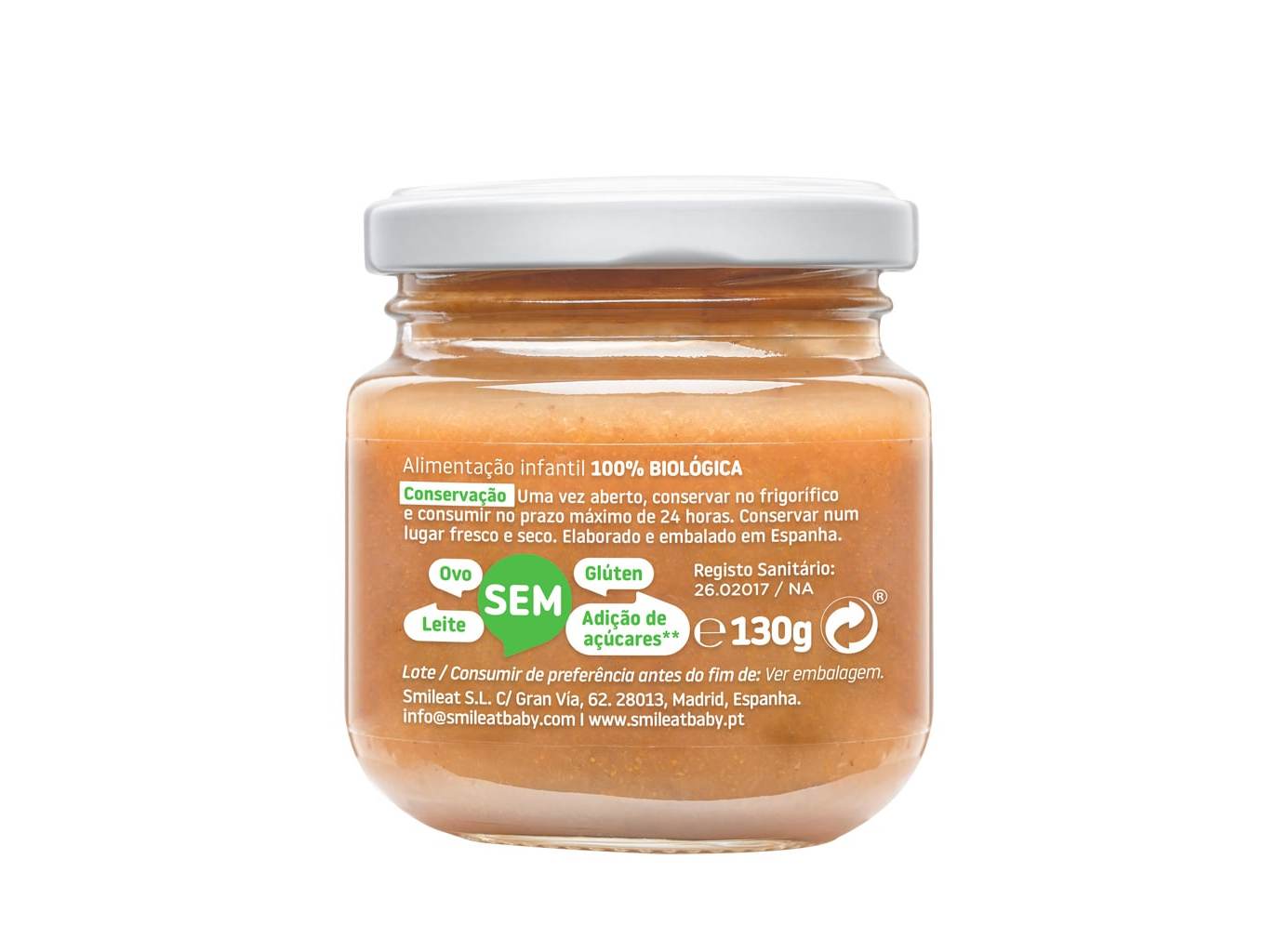BOIÃO FRUTA SMILEAT BIO PERA E MAÇA 130 GR
