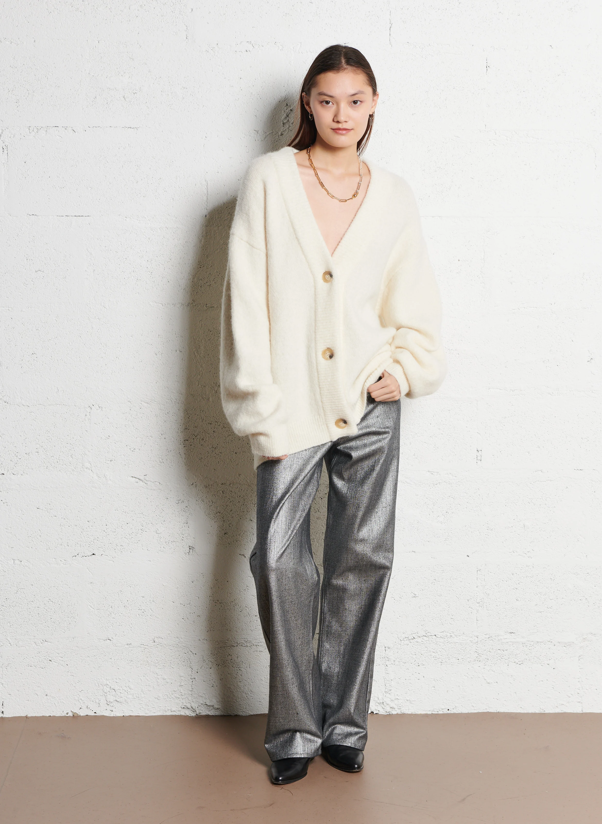 KOMPA - Gilet oversize boutonné| Beige