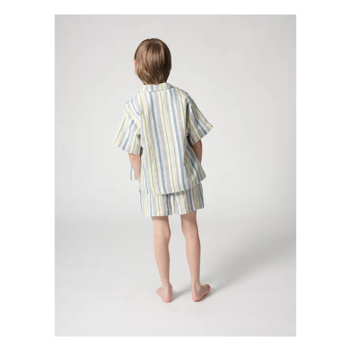 Tangerine Chemise Rayée Lin | Bleu