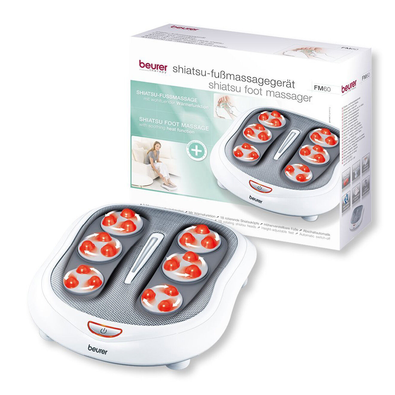 Beurer Appareil de massage des pieds Shiatsu 18 têtes gris/blanc - 50 W