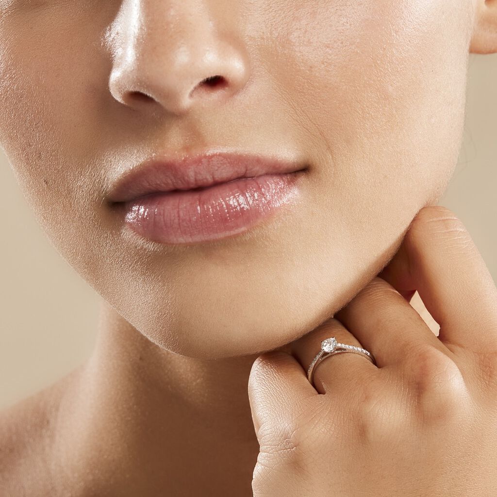 Bague Solitaire Hemera Or Blanc Diamant Synthetique