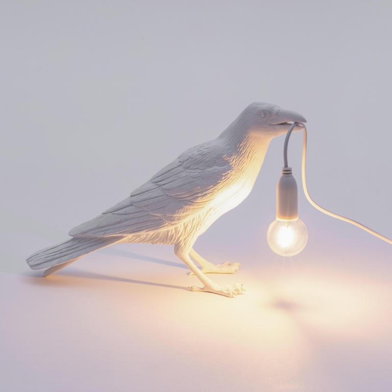 Seletti Bird Waiting tafellamp buiten wit